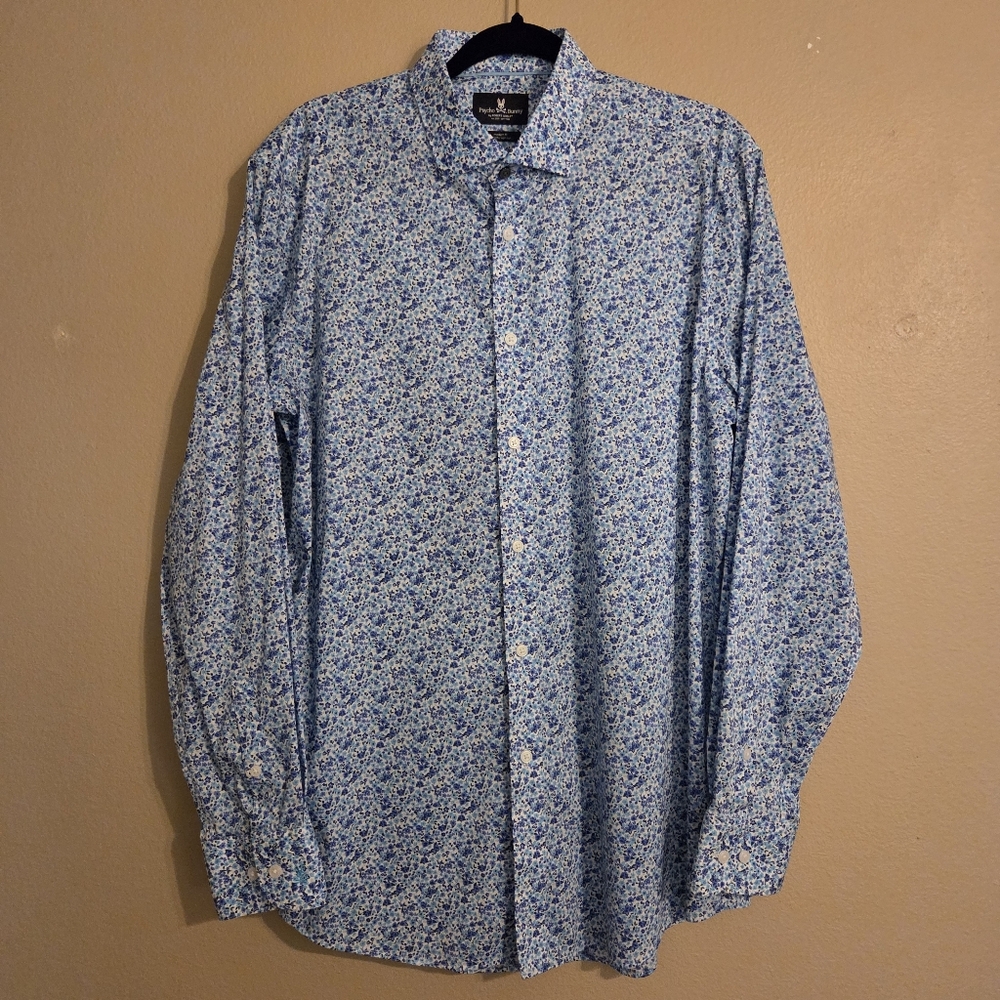 PSYCHO BUNNY | Robert Godley Ditzy Floral Print Button Down Shirt Men's SZ M‎